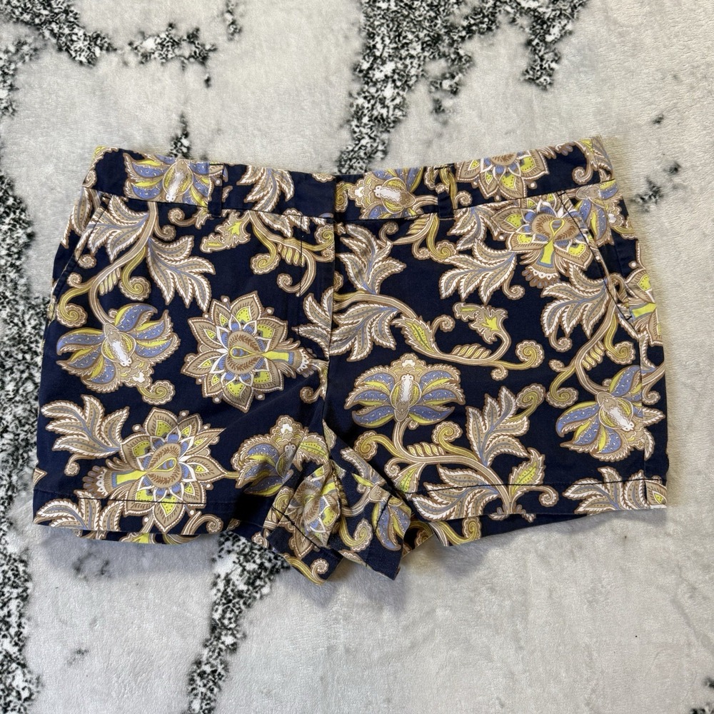 Ann Taylor Loft Shorts Womens Size 16 Navy Multi Floral Print Riviera Chino